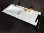 Plan vasque Design, fabrication sur mesure, Largeur 60 à 200 cm x Profondeur 40 à 60 cm, résine minérale ACRYSTONE® SOLID-SURFACE Finition lisse blanc mate, Livraison Offerte et Rapide.